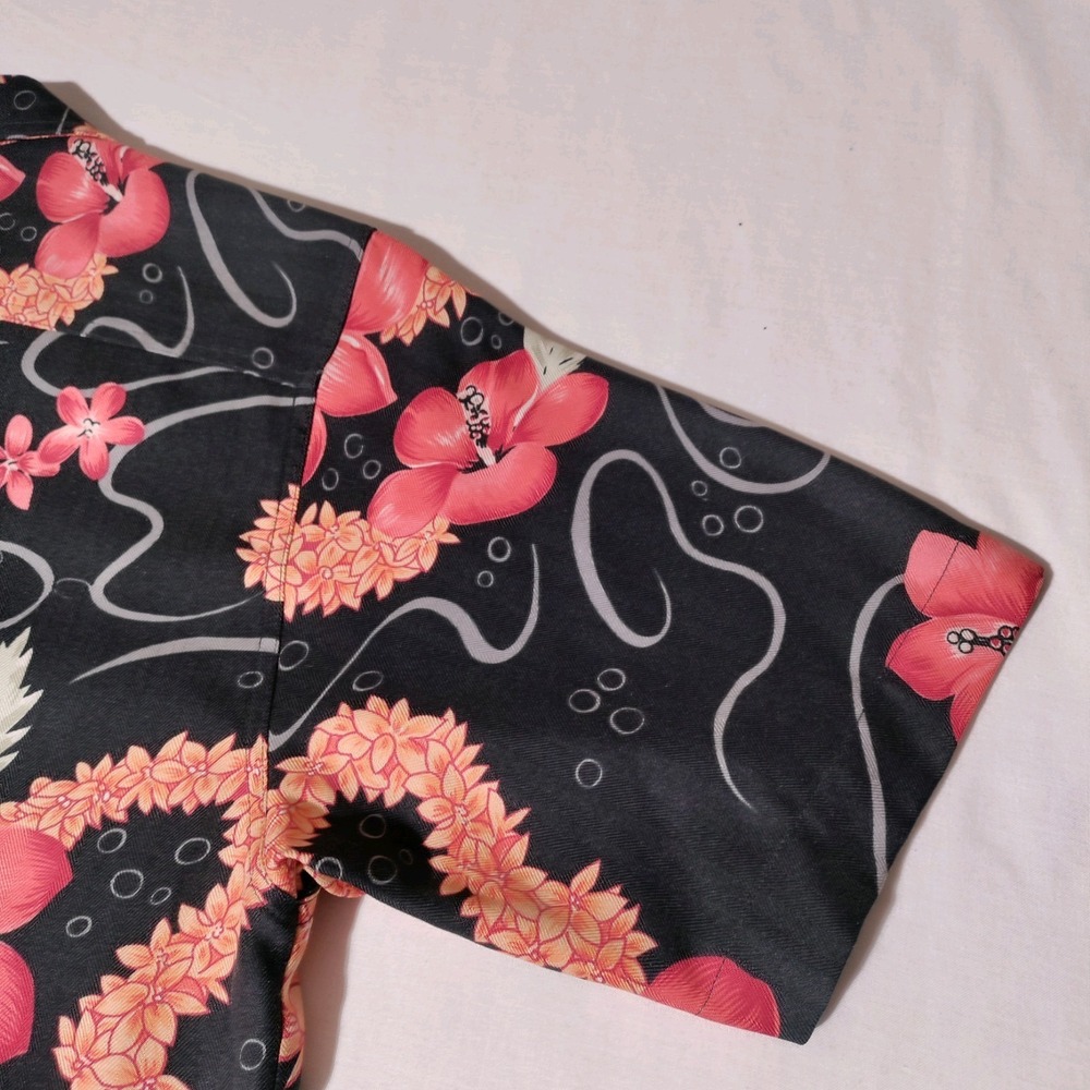 Tommy Bahama Womens Shirt Top Size Small Black Orange Hawaiian Floral 100% Silk - Picture 11 of 16